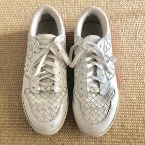 Bottega Veneta Woven Leather white/orange Sneakers